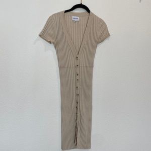 SNDYS Casual Knit Button-Up Dress in Cream